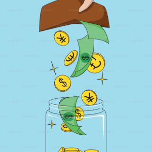 Savings money in a jar